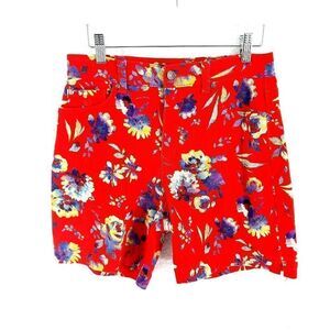 Gloria Vanderbilt Amanda Red Purple Floral Denim Size 6 Average Jean Shorts 29/6